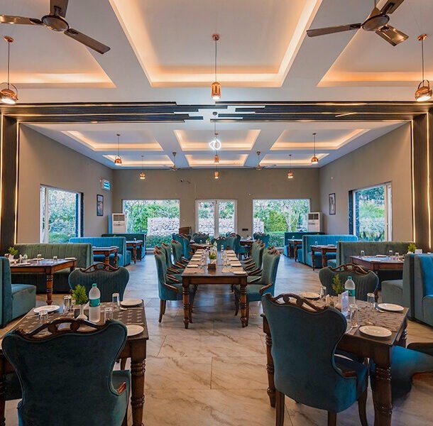 Food and dining experience at Mango Bloom River Resort in Jim Corbett